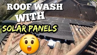 Roof Washing With Solar Panels #roofwashing #roofcleaning #softwash #howto