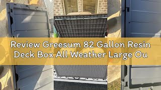 Review Greesum 82 Gallon Resin Deck Box All Weather Large Outdoor Storage for Patio Furniture, Toys,