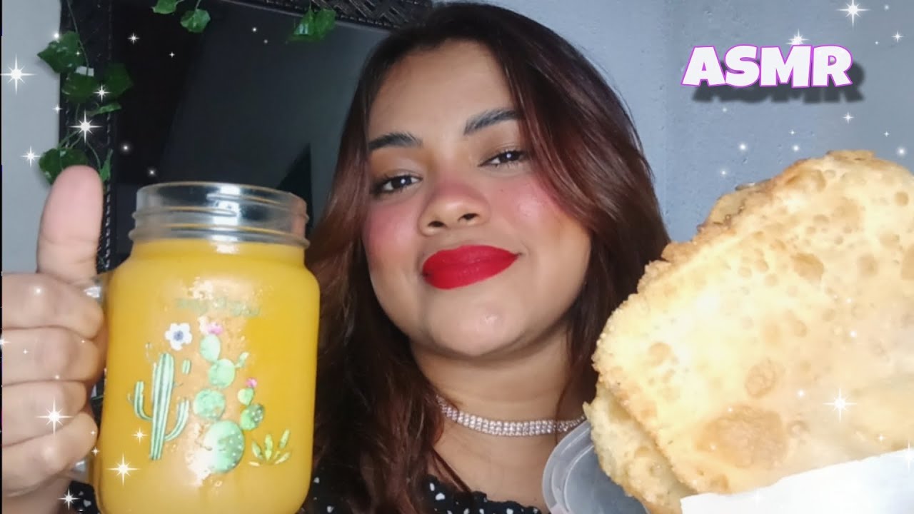 ASMR - COMENDO PASTEL MISTO, BATATA FRITA E SUCO DE LARANJA | MUKBANG, EATING SOUNDS