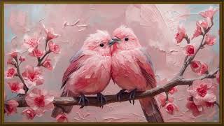 Valentine's Day Vintage Sakura Love Birds Gold Frame TV Art Romantic Screensaver Paintings | 2 Hrs screenshot 3
