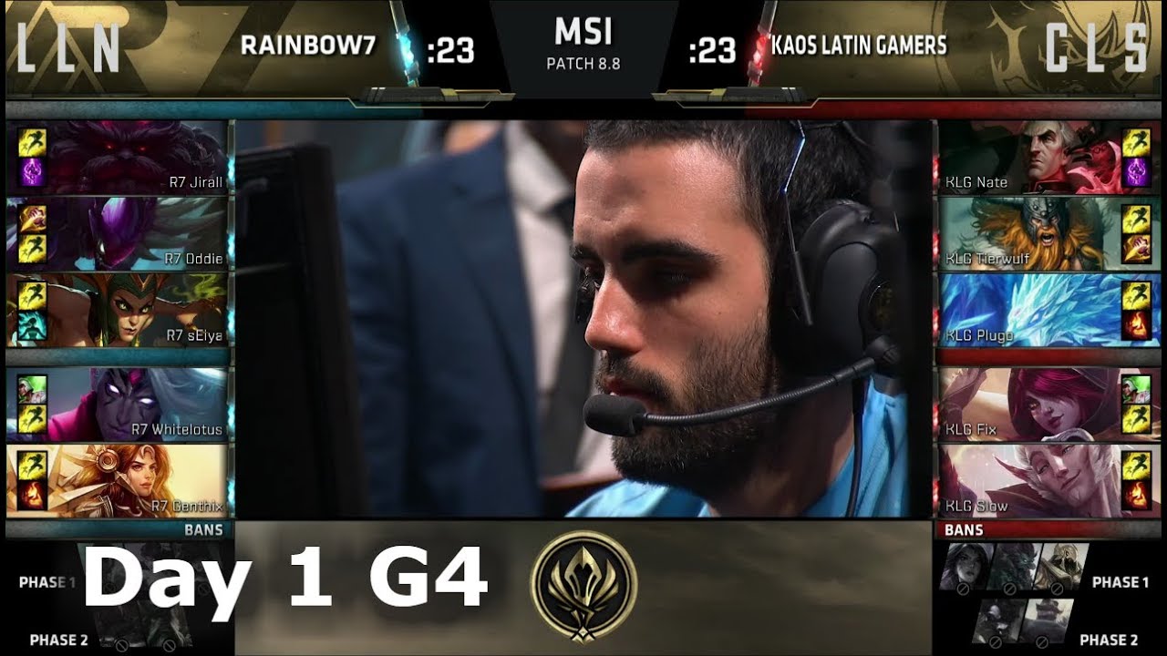 Rainbow7 vs Kaos Latin Gamers | Day 1 LoL MSI 2018 Play-In Group Stage | R7 vs KLG