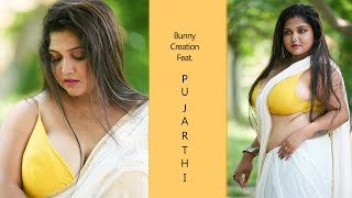 Bunny Creation Feat Pujarthi White Chiffon Saree Amazon India 2023