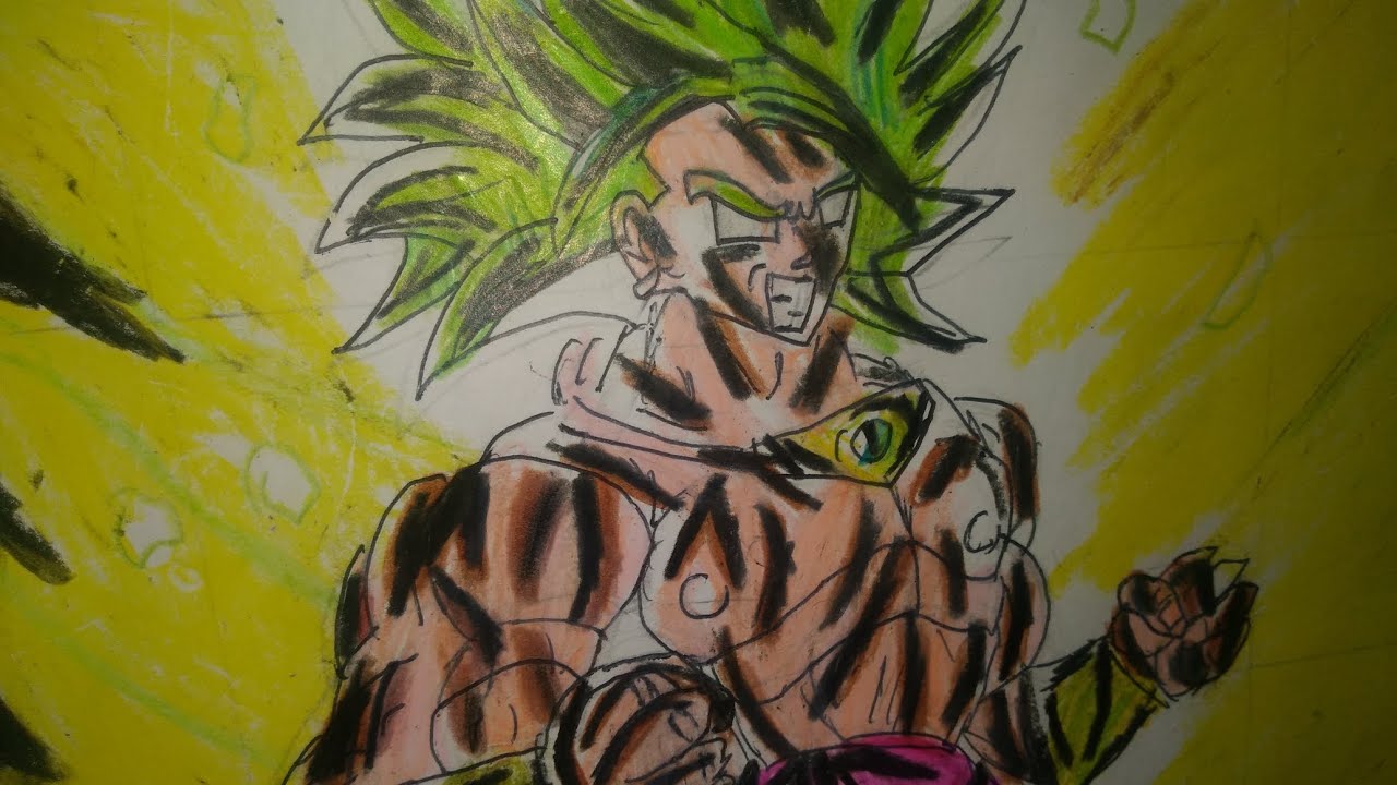 Como dibujar a Broly de dragón ball Legends con colores escolares ...