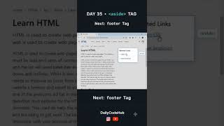 🚀 Day 35: aside Tag 💻🔥 Sidebar & extra content banan#HTML #AsideTag #Coding #WebDev #HTML5 #CSS #JS