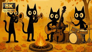 Black Cats Night Skyline Jazz — The Most Relaxing Deep Bass for Work & Study — Midnight Focus Flow
