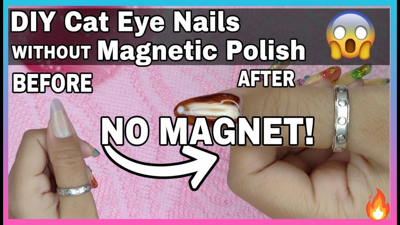 DIY Cat Eye Nails WITHOUT Magnetic Polish! 😱| Fake Cat Eye Nails Using Regular Polish | Easy Hack ✨