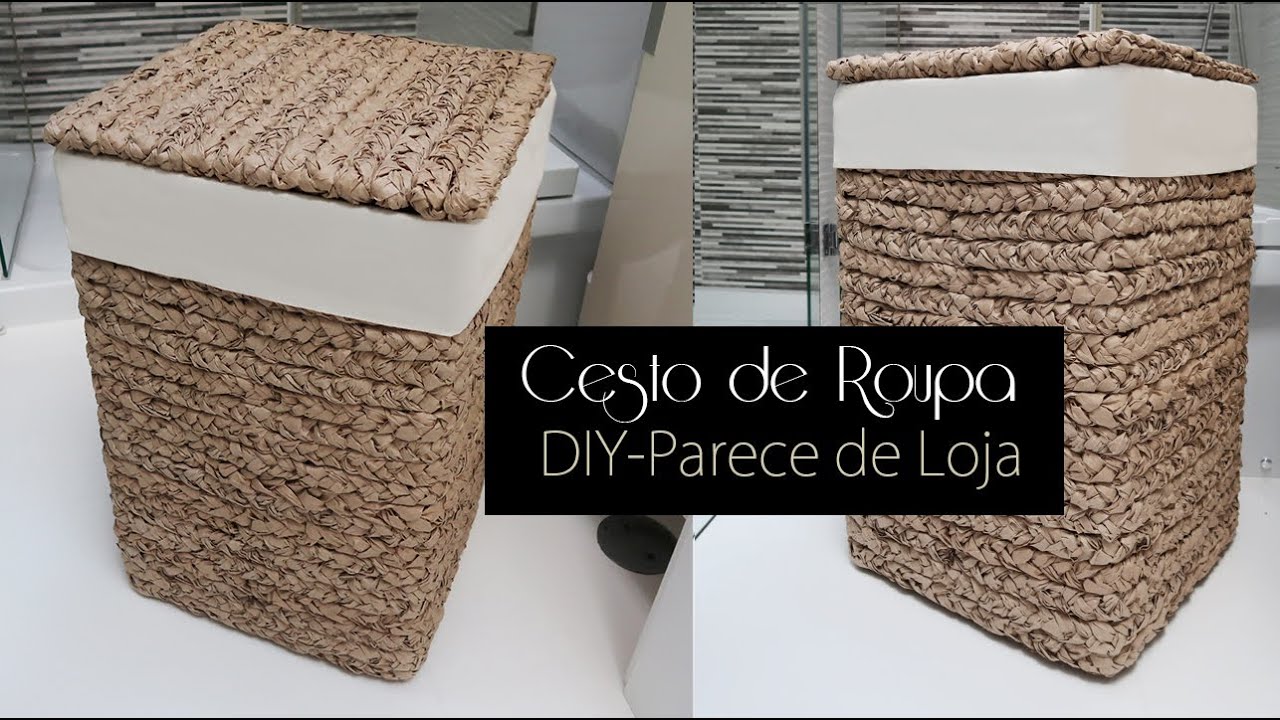 Diy, CESTO DE ROUPA, Parece de palha , mas não é, DO LIXO AO LUXO - YouTube