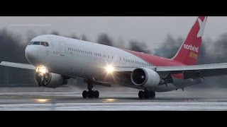 Nordwind / Ikar Boeing 767-300ER landing after a long-haul flight from Thailand. видео Чартерные рейсы авиакомпании TAM Airlines