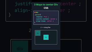 3 Ways to center a DIV in CSS 🔥 #ytshorts #centerdiv #css #shorts #css #learncss #designwithrehana