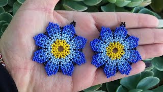 Aretes en mostacilla/flor azul 🌊🤩