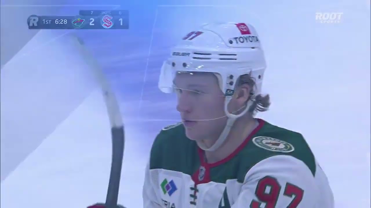 Kirill Kaprizov scores from Zuccarello's pass from behind the net vs Kraken (24 feb 2024)