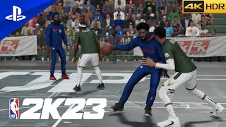 NBA 2K23 Joel Embiid and James Harden VS Giannis Antetokounmpo and Jrue Holiday | PS5 4K  60FPS