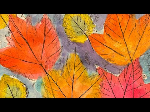 Crayon Resist with Autumn Leaves