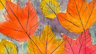 Crayon Resist with Autumn Leaves