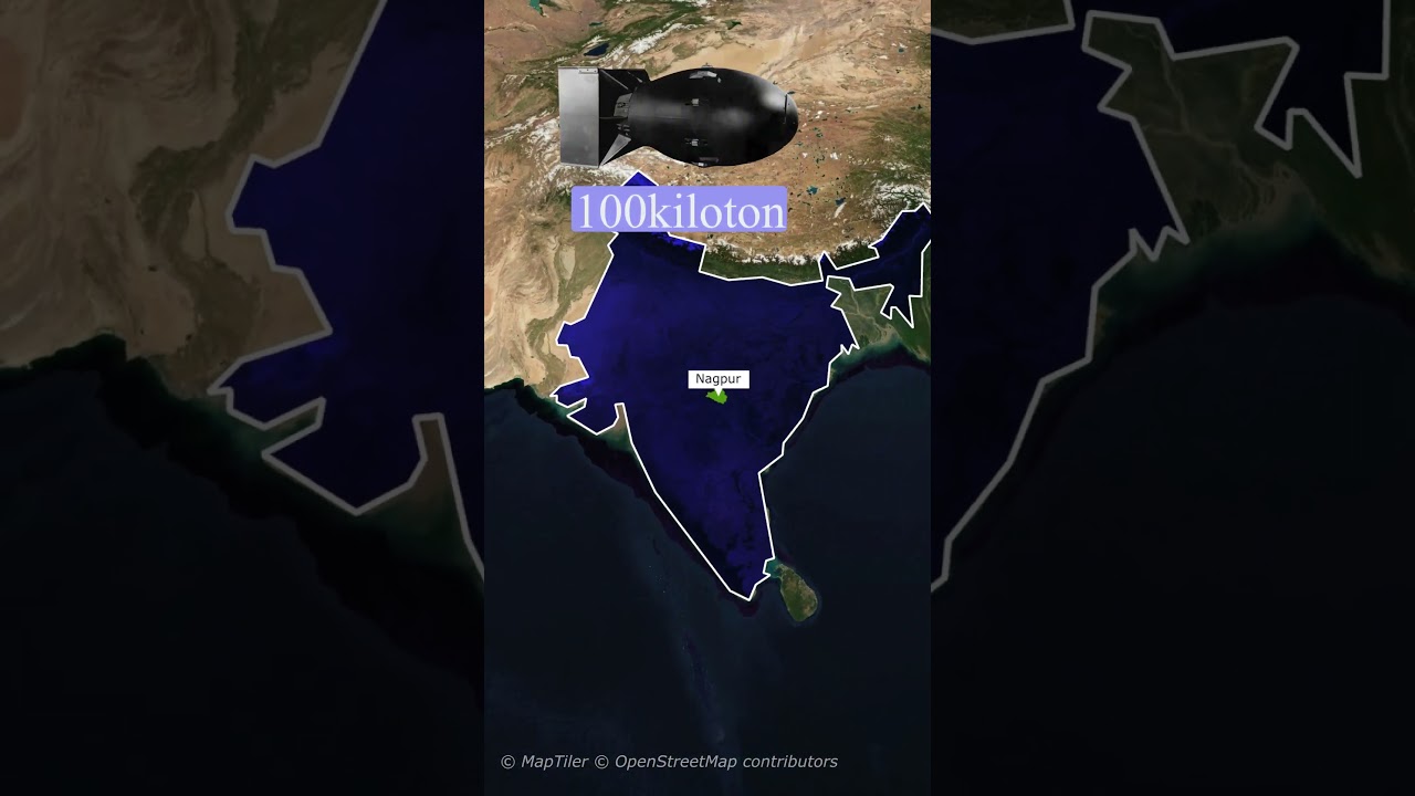 Atomic Bomb Simulation on Nagpur: 15kt vs 100kt vs 50Mt!