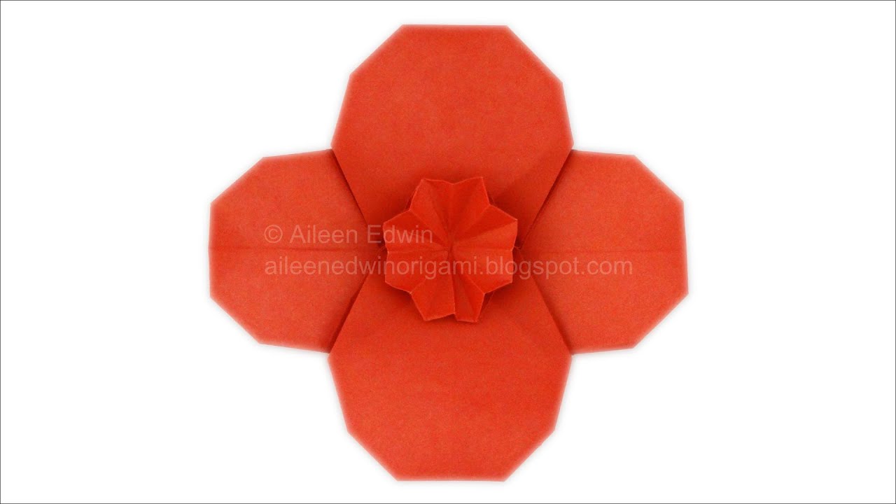 Origami Poppy (Aileen Edwin) Video Tutorial *HD*
