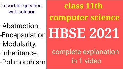 class 11th HBSE computer  important questions with solutions /Abstraction/polymorphism/inheritance