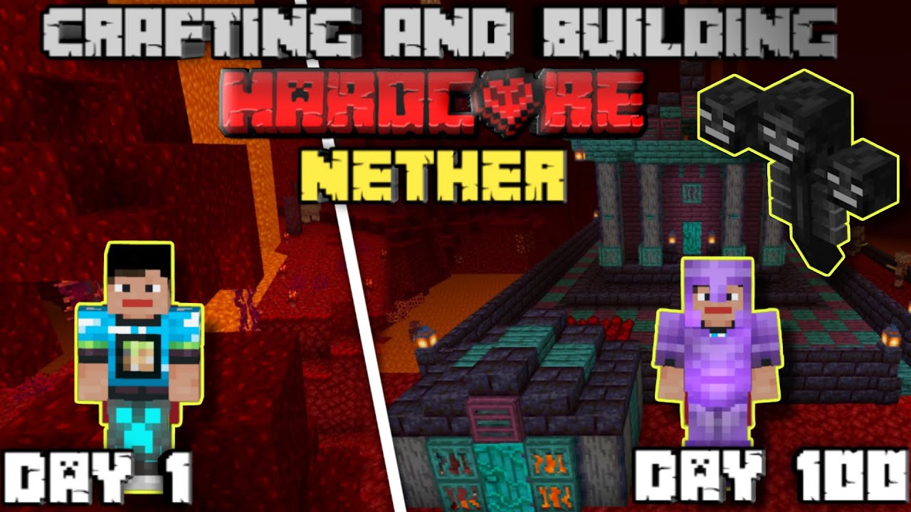 I survived 100 days in Crafting and Building in hardcore ❤️ nether 🌋🔥 | The Moody Guy