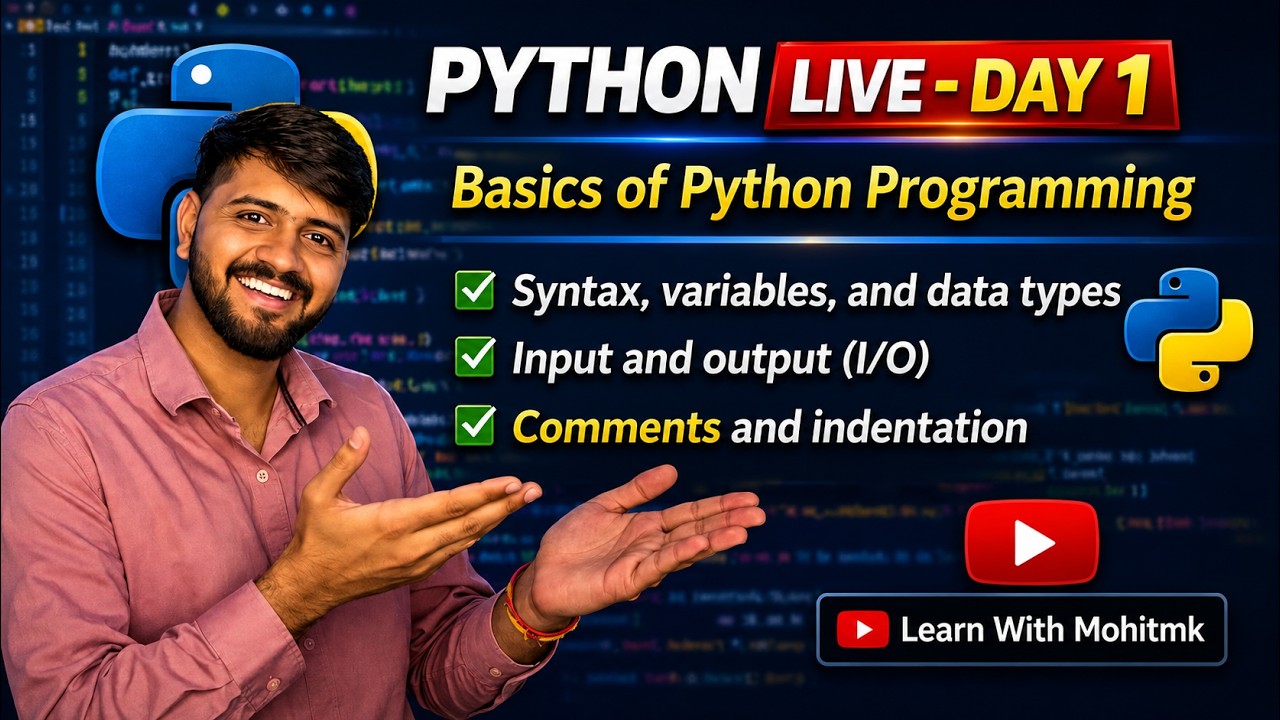 Python for Beginners LIVE 🔴 | Day 1 – Basics of Python Programming ...