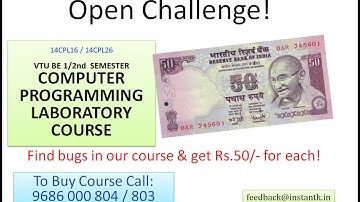 [intro 1] 14CPL16 BE VTU Computer Programming Lab : Algo + Flow Chart + C Code  14PCD