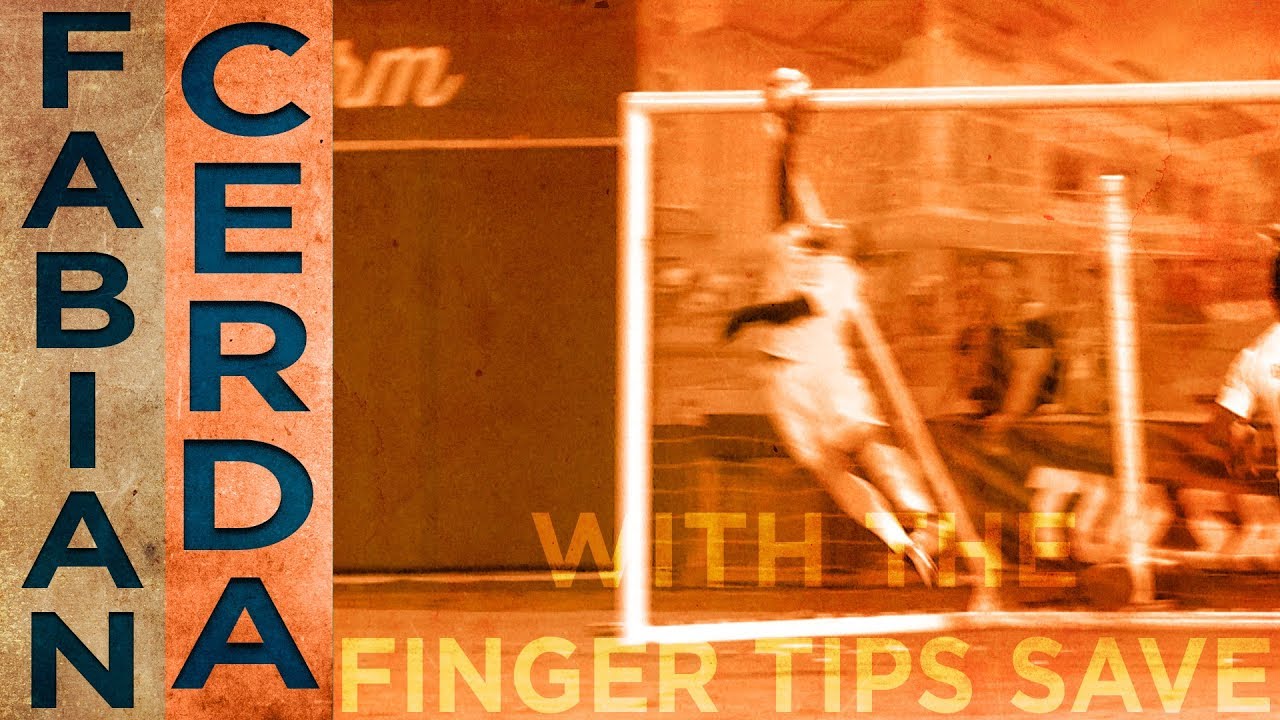 football score Fabian Cerda With The Finger Tips Save