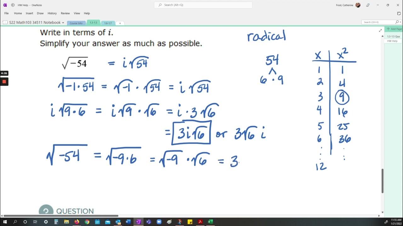 Using i to rewrite square roots of negative numbers YouTube