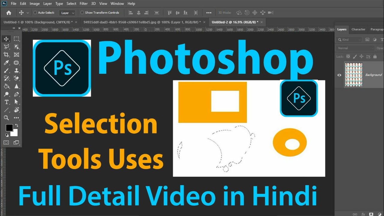 Photoshop Beginner tutorial in hindi | photoshop selection tool | Class ...