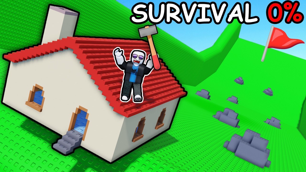 BUILD a HOUSE and Slide DOWNHILL in Roblox...