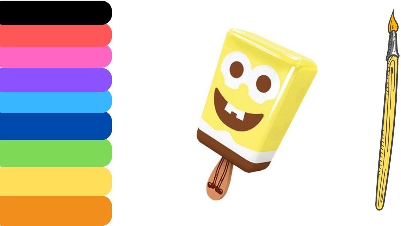 drawing and coloring, cute SpongeBob SquarePants ice cream - YouTube