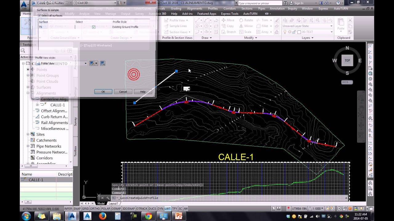 Tutoriales RG - AutoCAD Civil 3D 2014 - 32 Crear Perfil Rapido - YouTube