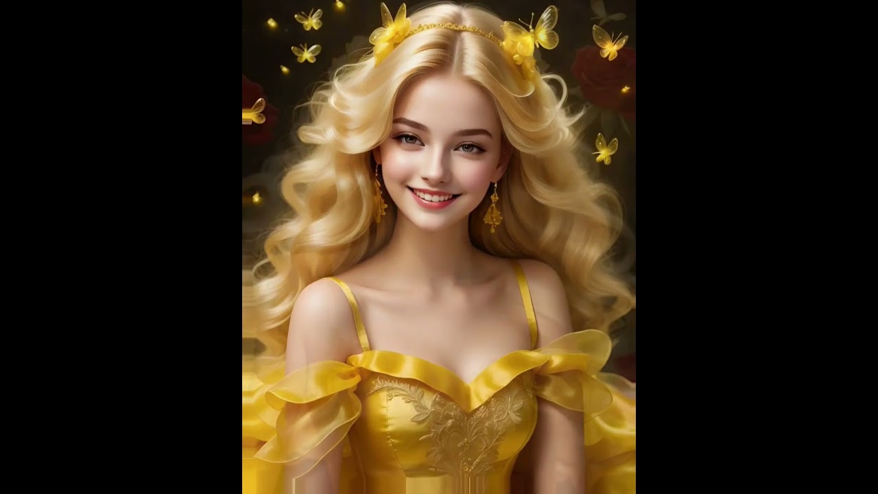 Neural network photo, princess in a yellow dress,girl☀️Нейросеть фото, принцесса в жёлтом платье