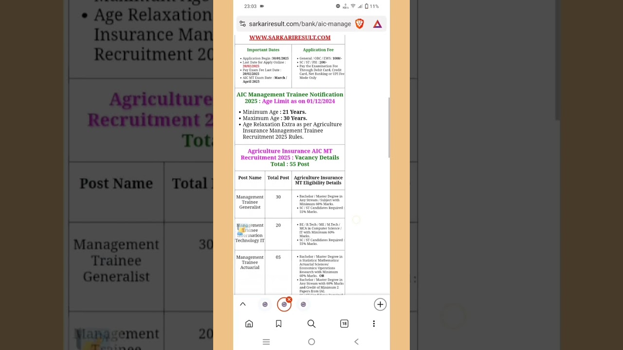 AIC Management Trainee MT Online Form 2025