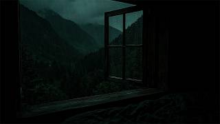 Quiet Rainy Night in Outside on the Window Bedroom | Relax Warm Ambience for Sleeping