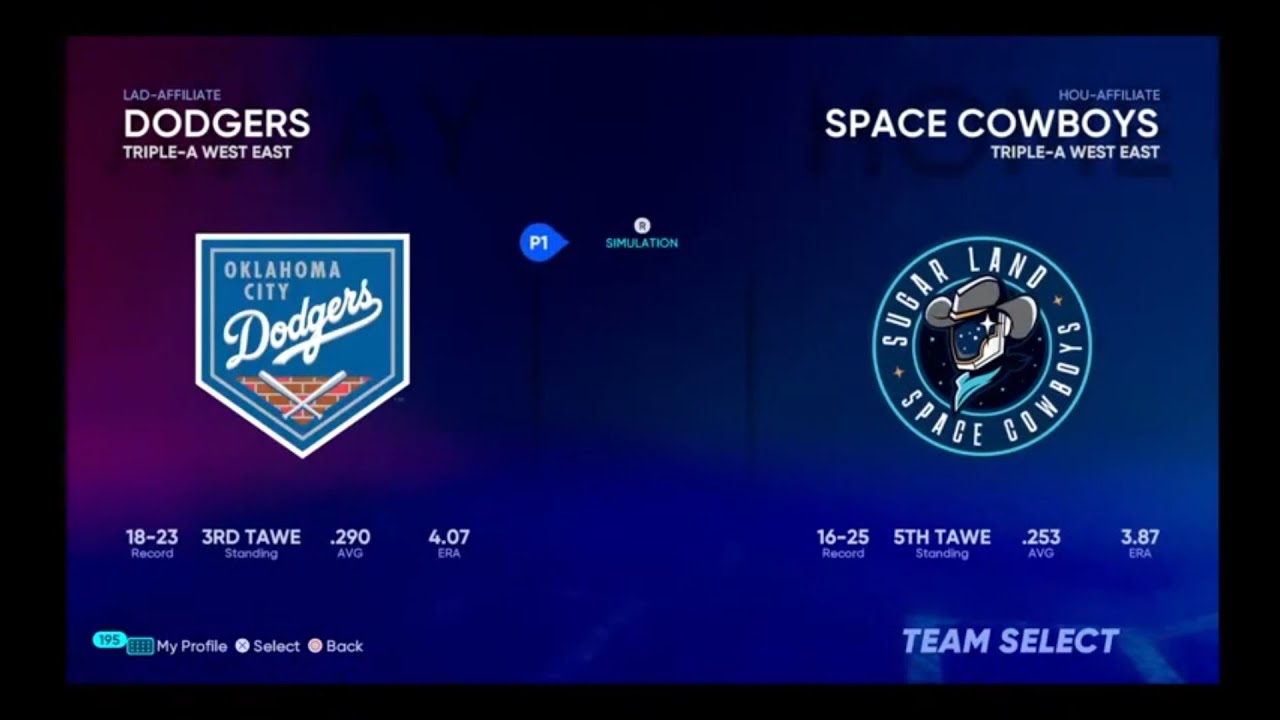MLB The show 22 Oklahoma City Dodgers At Sugar Land Space Cowboys Game
