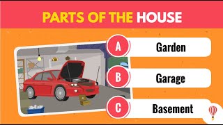 Test de Inglés, partes de la casa en inglés🏚️ Nivel fácil, Parts of the House, Quiz, Trivia!