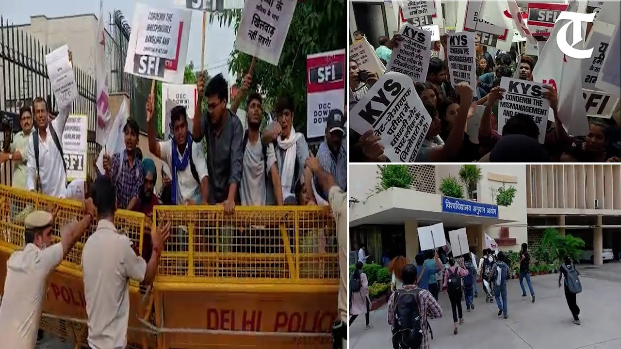 Students protest inside UGC office in Delhi over ‘irresponsible handling’ of NET exam