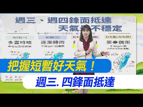 【張若妤報氣象】把握短暫好天氣！又有劇烈雨勢「一路下到週五」｜週三.四受鋒面影響 西半部地區雨勢較大 20240429