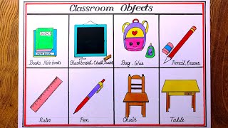 Classroom objects drawing in easy way