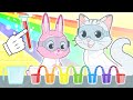 BABY PETS 🐱🧪 Experimento agua que camina 🐰 Ruby y Kira hacen un arcoiris de agua