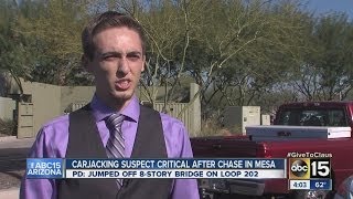 Carjacking suspect critical after chase in Mesa