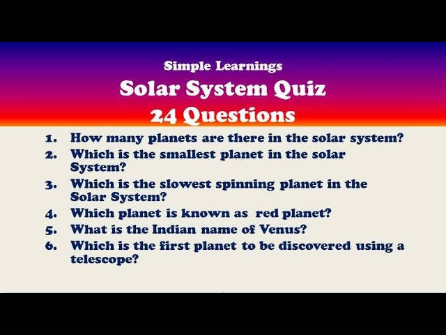 Basic Solar System Questions