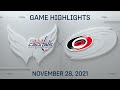 NHL Highlights | Capitals vs. Hurricanes - Nov. 28, 2021