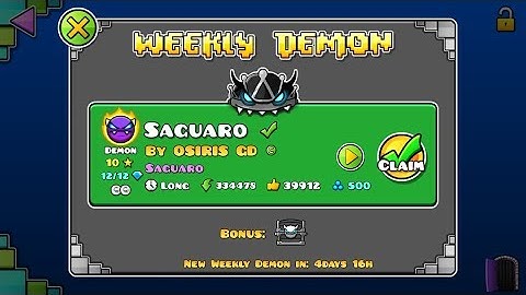 Geometry Dash Weekly Demon #5: Saguaro by OSIRIS GD (EPIC easy demon)