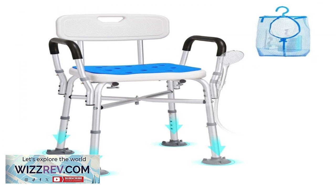 VEVOR Shower Seat with Arms and Back  400 lbs 16.5 20.5 in
