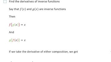 AP Calculus - 3.3 Part 2 notes - Derivatives of inverse functions