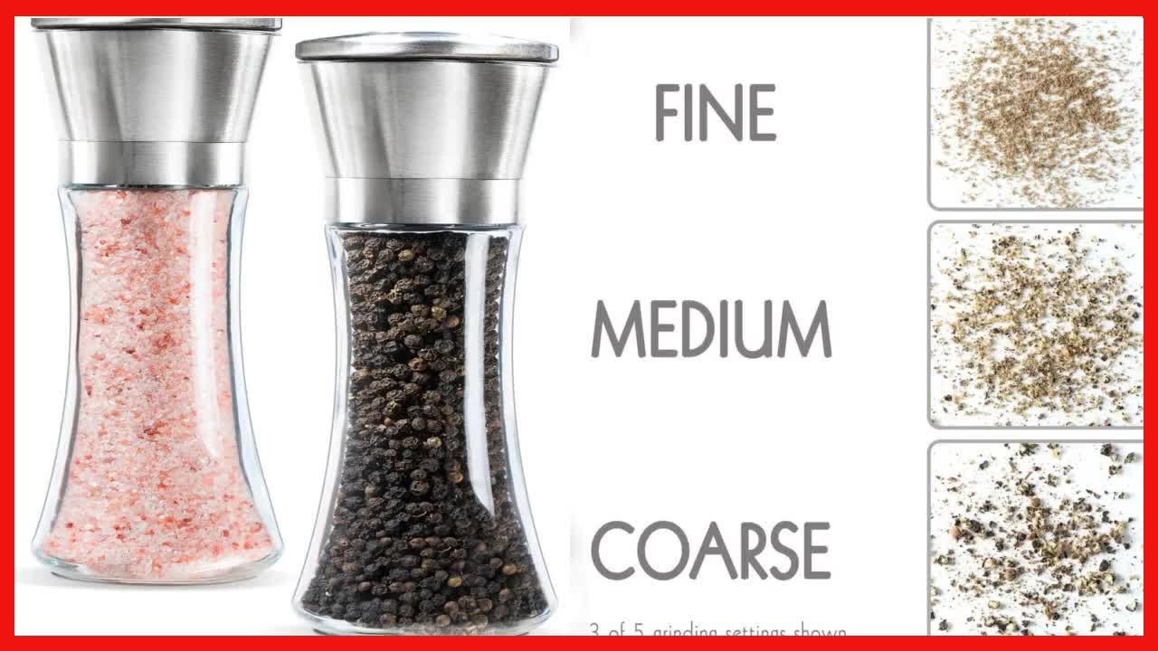 Levav Premium Salt and Pepper Grinder Set of 2 Brushed Stainless Stell