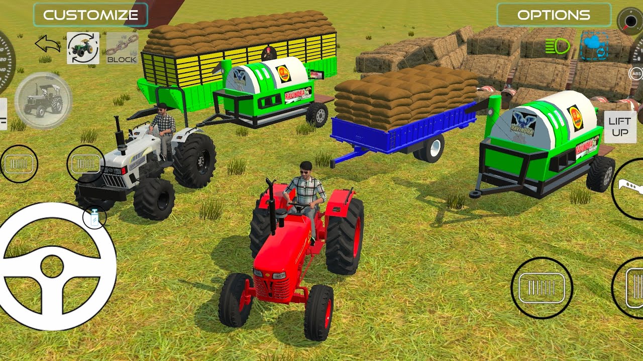 INDIAN TRACTOR WITH THRESHOR WITH TROLLEY AND BIG TROLLEY! FROM THE RESCUE 🚜🚘🚔🚍