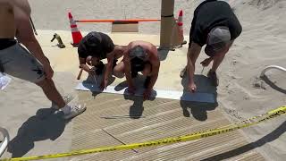 ACCESSMAT TAN by ACCESSREC placing ADA compliant Thresold at extremity of mat to obtain seemless con