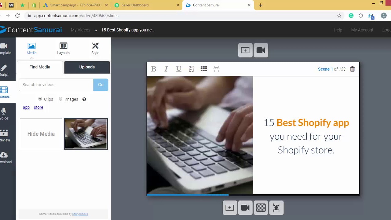 Video Creation on app.contentsamurai.com