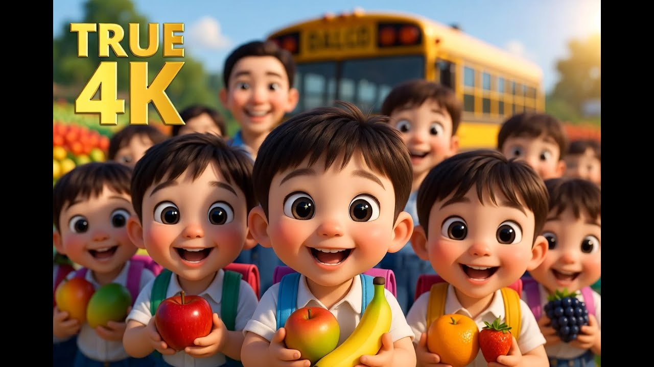 🌈🍎 Rainbow Fruit Farm Trip 🚌 | Fun English Kids Song | Healthy Fruits Song for Kids